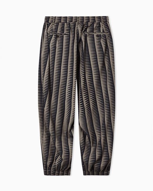 Emporio Armani Gray All-Over Print Lyocell-Blend Trousers for men