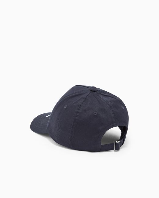 Emporio Armani Blue Canvas Baseball Cap With Embroidered Logo for men