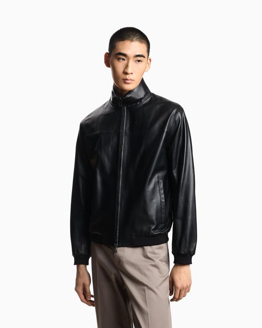 Emporio Armani Black Glove-Like Nappa Lambskin Blouson for men