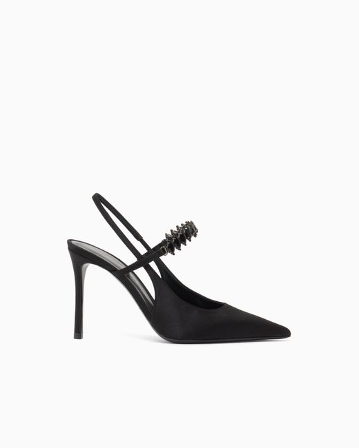 Emporio Armani White Satin Slingback Court Shoes
