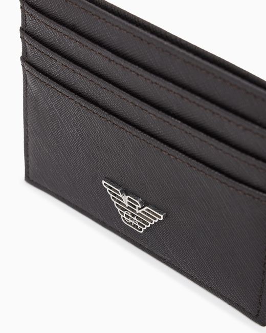 Emporio Armani White Regenerated Saffiano Card Holder for men