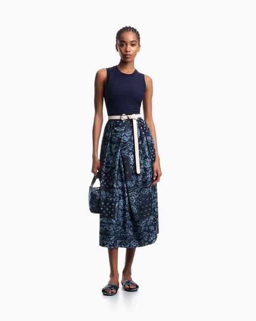 Emporio Armani Blue Bandana Print Chambray Skirt