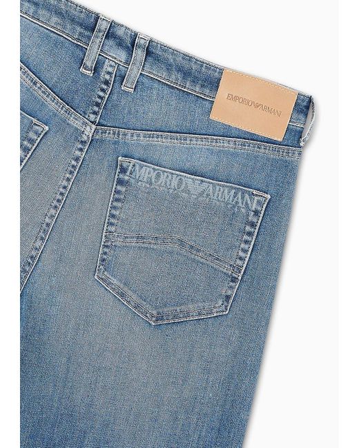 Emporio Armani Blue Jeans J90 Mit Mittelhohem Bund Und Lockerem Bein, Aus Denim Im Vintage-look Mit Gelasertem Logo