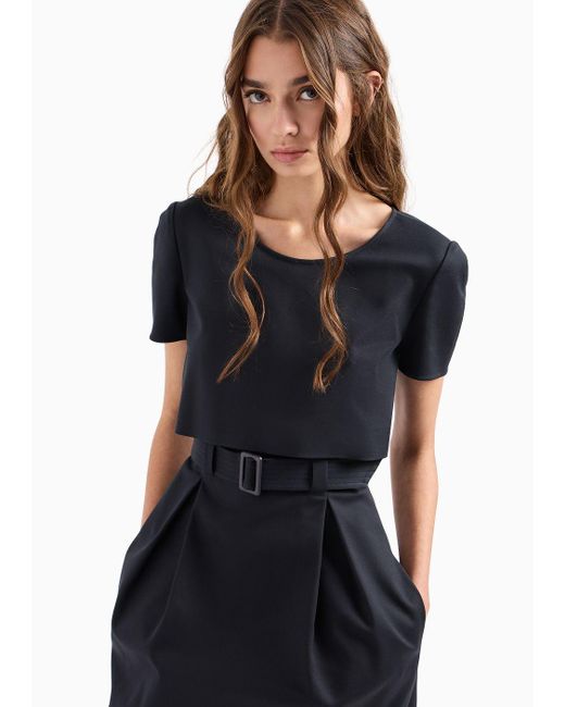 Emporio Armani Black Kleid Mit Zweiteiliger Optik Aus Baumwolle