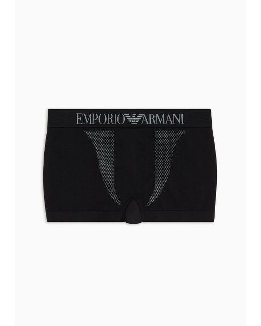 Emporio Armani Black Seamless Fabric Boxer Briefs With Logo Waistband for men