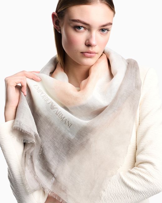 Emporio Armani White Brushed Modal Blend Foulard