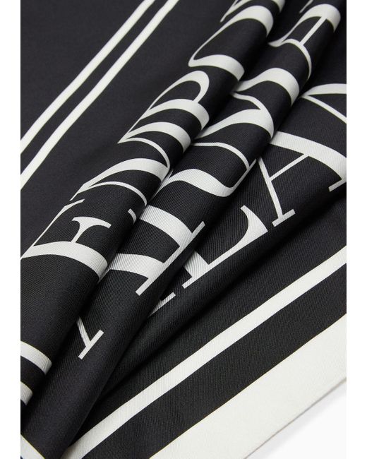 Fular De Seda Pura Con Estampado Milano Emporio Armani de hombre de color Black