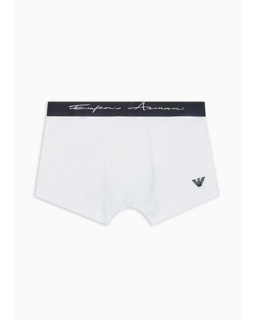 Emporio Armani White Soft Modal Boxer Briefs With Signature Logo for men