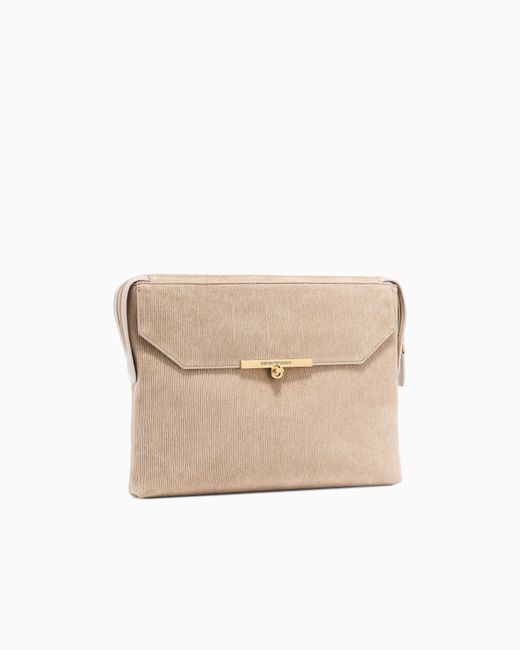 Emporio Armani Natural Embossed Suede Pouch for men
