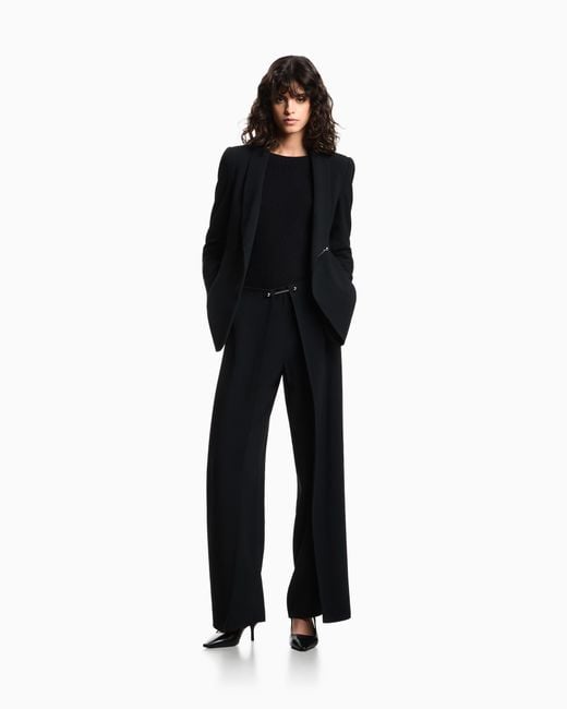 Emporio Armani Black Trousers With Piercing Closure