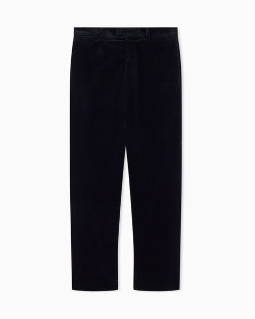 Emporio Armani Blue Smooth Velvet Trousers for men