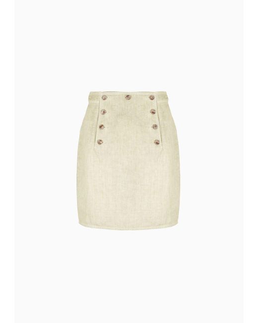 Emporio Armani White Asv Garment-dyed Organic Linen Skirt
