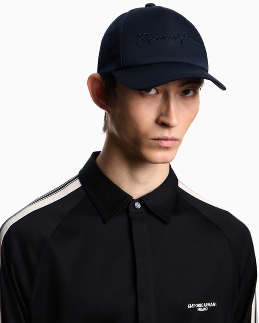 Emporio Armani Blue Baseball Cap With Embroidery for men