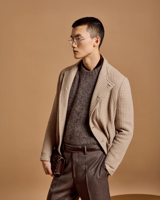 Emporio Armani Gray Decrease Stockinette Stitch Alpaca-Blend Jumper for men