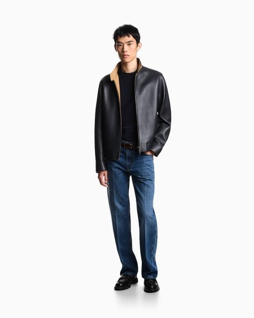 Emporio Armani Blue J76 Straight-Fit, Stone-Washed Denim Jeans for men