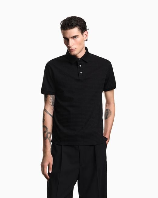 Emporio Armani Black Jersey Polo for men