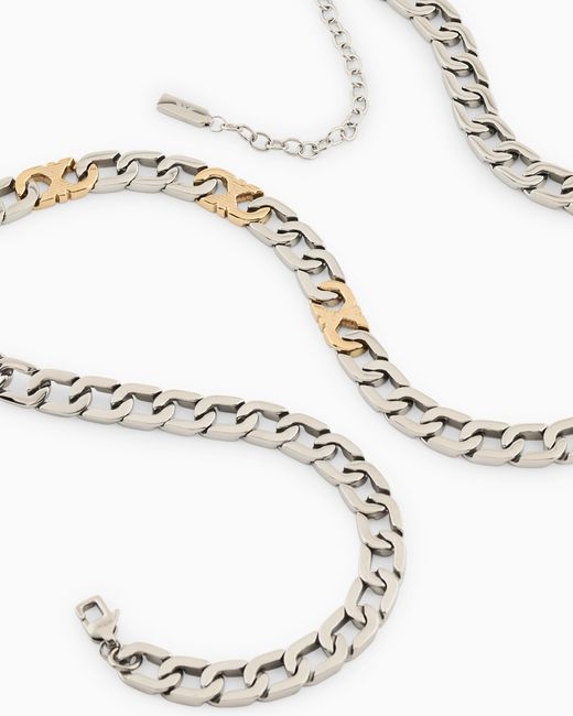 Emporio Armani Metallic Stainless Steel Chain Necklace for men