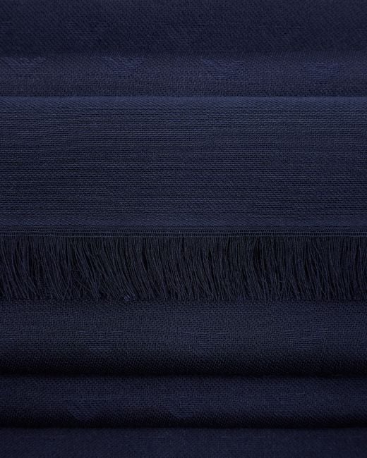 Emporio Armani Blue Modal And Cotton Stole With All-Over Jacquard Logo for men