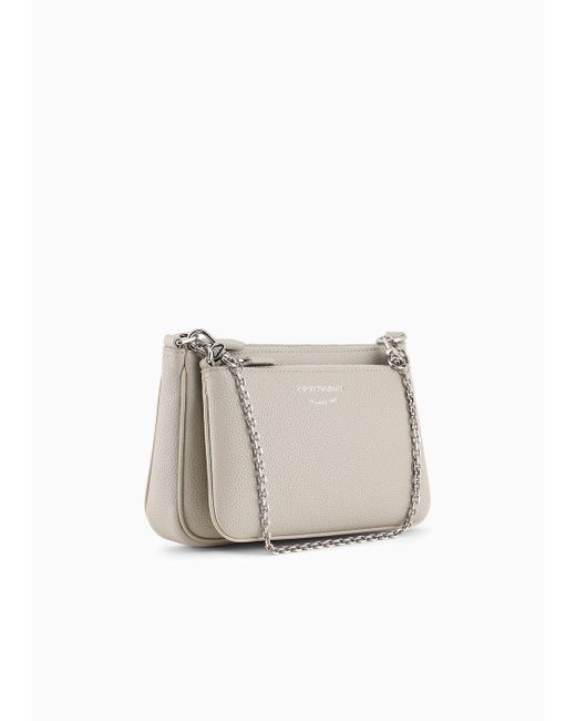 Emporio Armani Gray Deer-print Double Mini Bag With Shoulder Strap