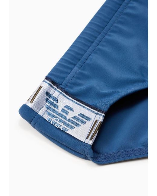 Emporio Armani Blue Asv Logotape Recycled Stretch Nylon Swim Briefs for men