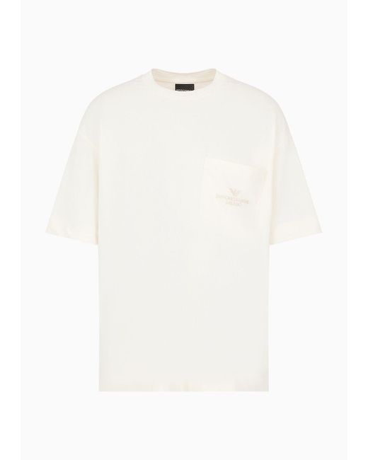 Emporio Armani White Oversize Heavy Jersey T-shirt With Pocket And Embossed Logo Embroidery for men