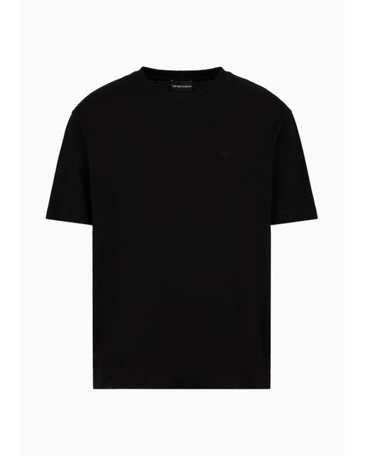 T-shirt In Jersey Jacquard di Emporio Armani in Black da Uomo