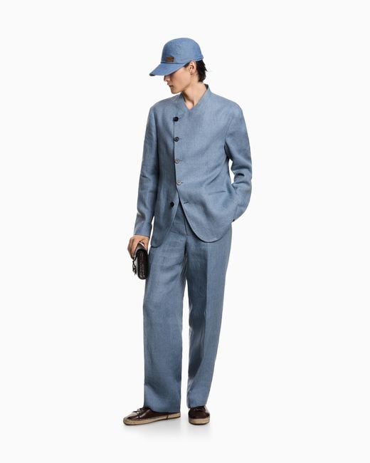 Emporio Armani Blue Icon Jacket With Diagonal Fastening for men