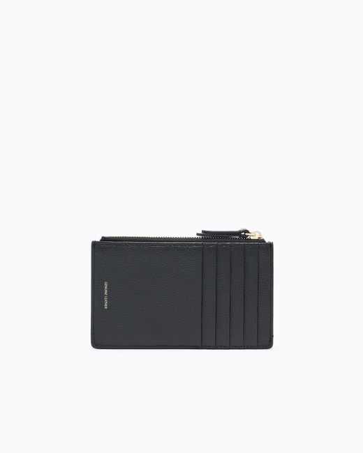 Emporio Armani Black Zipped, Tumbled-Leather Card Holder