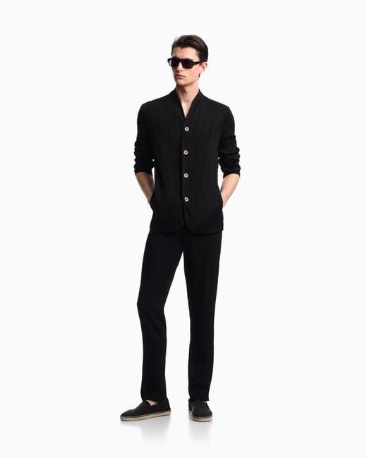 Emporio Armani Blue Pleated Effect Fabric Blazer for men