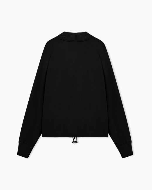 Emporio Armani Black Punto Milano Jersey Blouson Jacket With Drawstring Hem