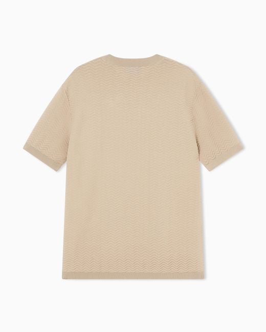 Emporio Armani Natural Icon Viscose-Blend Chevron-Stitch Jumper for men