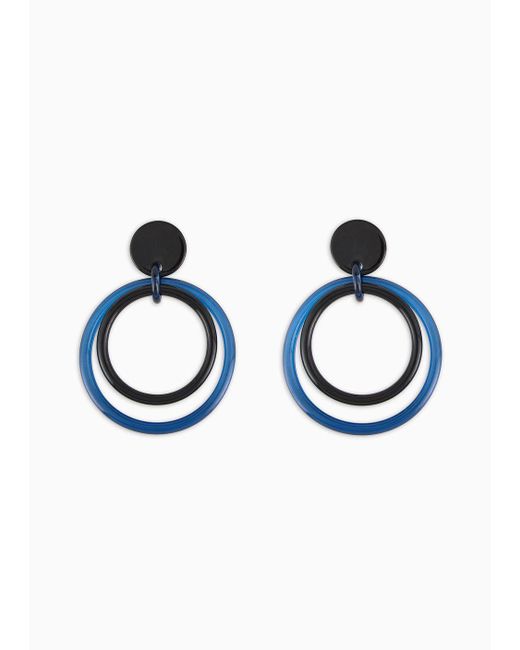Emporio Armani Blue Resin Double-hoop Oversize Earrings