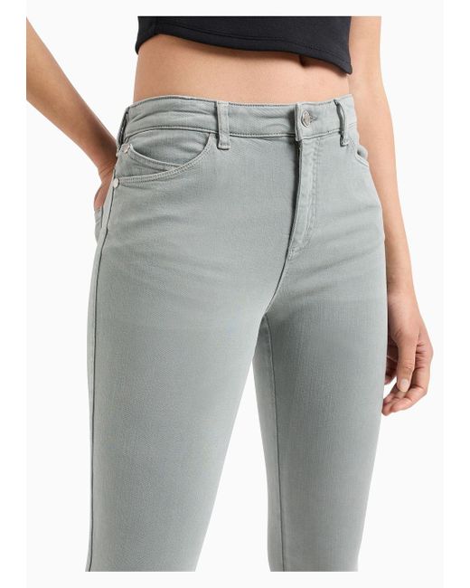 Emporio Armani Gray J18 High-rise Skinny-leg Jeans In A Garment-dyed Stretch Fabric
