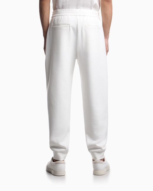 Emporio Armani White Lyocell-Blend Interlock-Jersey Joggers With Jacquard Lettering for men