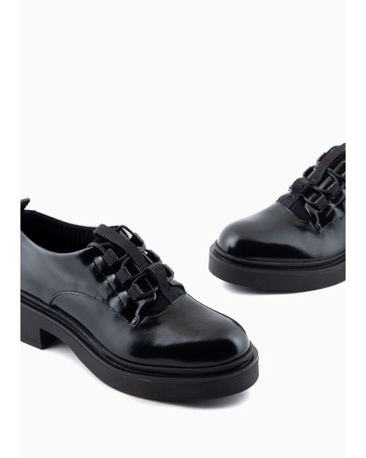 Emporio Armani Black Brushed Leather Brogues