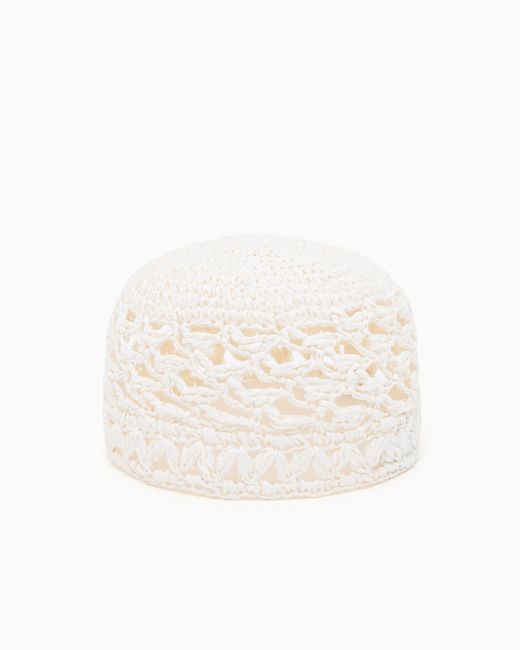 Emporio Armani White Crochet Cap