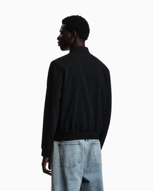 Emporio Armani Blue Icon Textured Light Wool Blouson for men