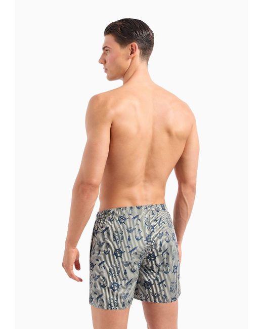 Emporio Armani Gray Asv Recycled-fabric All-over Print Swim Shorts for men