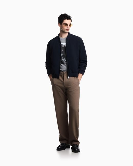 Emporio Armani Blue Icon 3D Piqué-Effect Crêpe Jersey Blouson for men