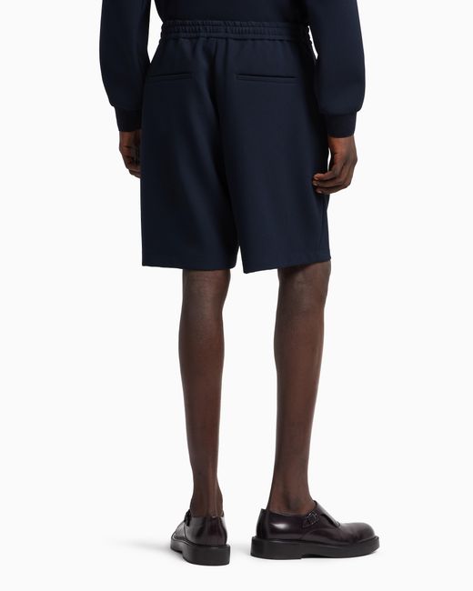 Emporio Armani Bermudashorts Aus Crêpe-Jersey Mit 3D-Pikee-Effekt in Blue für Herren