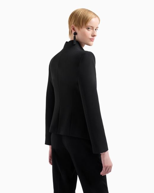 Veste En Crêpe Cady À Bords Profilés Effet Volanté Emporio Armani en coloris Black