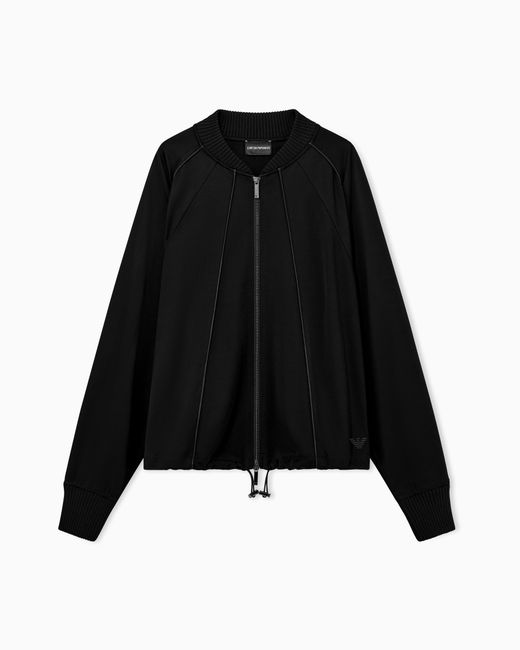 Emporio Armani Black Punto Milano Jersey Blouson Jacket With Drawstring Hem