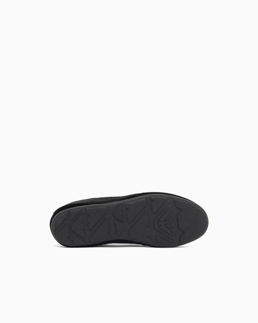 Emporio Armani Black Velvet Low-Top Sneakers With An Embroidered Side Logo