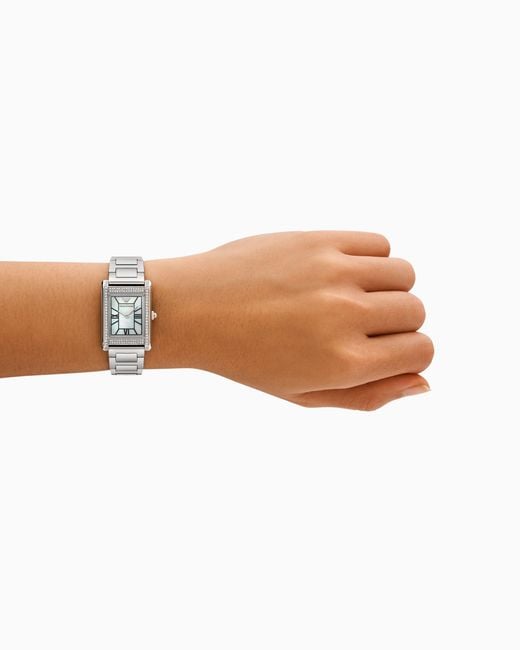 Emporio Armani White Two-Hand Stainless Steel Watch