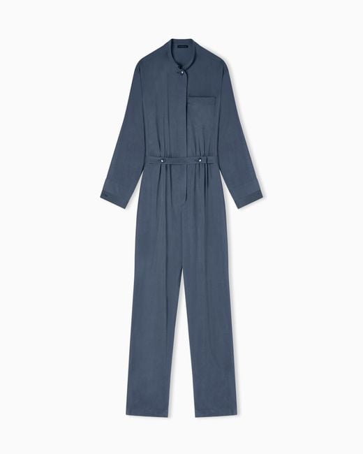 Emporio Armani Blue Washed Twill Jumpsuit