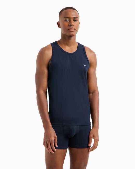 Canotta Loungewear Shiny Logoband Asv di Emporio Armani in Blue da Uomo