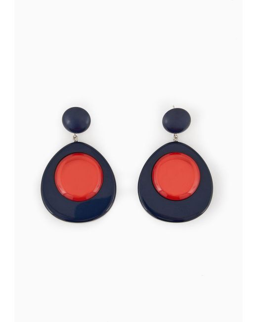 Emporio Armani Red Two-toned Pendant Earrings