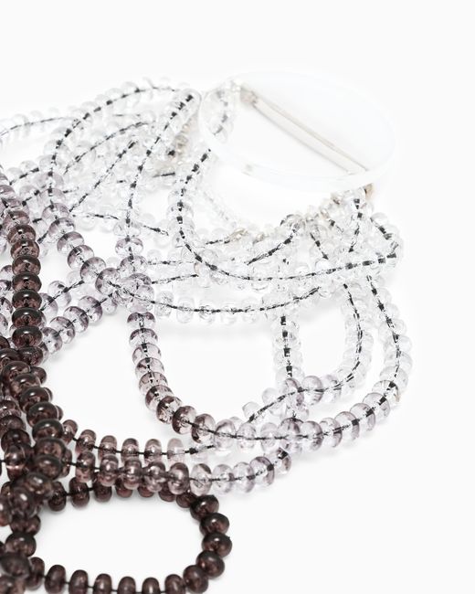 Emporio Armani White Oversized Multi-Strand Brooch With Gradient Spheres
