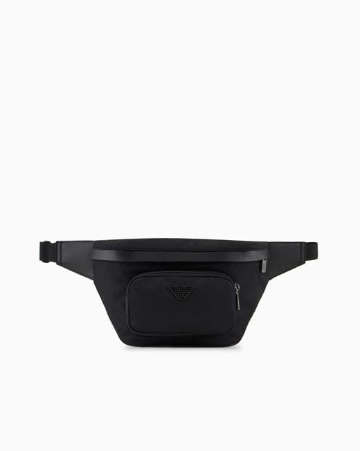 Emporio Armani Black Asv Recycled-Nylon Belt Bag for men