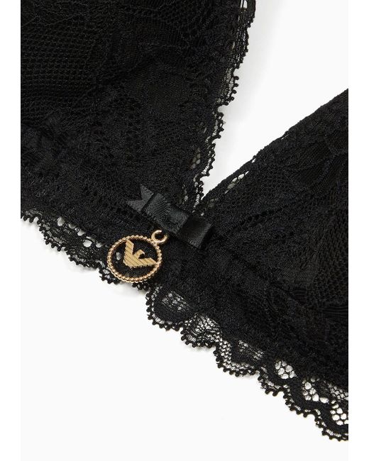 ASV logo padded triangle bra in organic cotton with logo studs